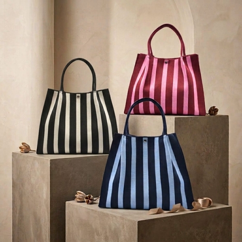 THSAP1408: (3-Piece) Vertical Stripe Crossbody Tote Bag Pack