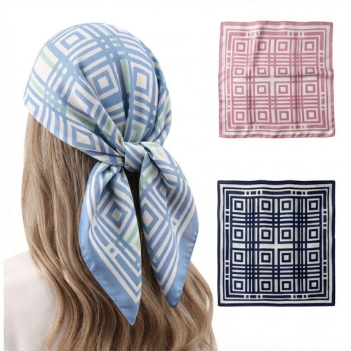 (3-Piece) Geometric Square Scarf Pack