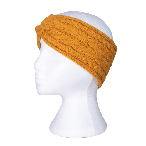 THSBE1006: Mustard: Cable Rib Knit Headband