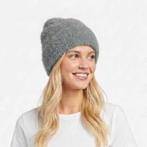 THSBE1029: Grey: Shimmer Soft Knit Beanie