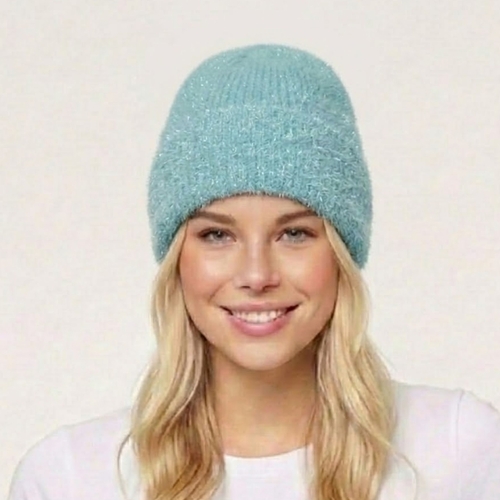 THSBE1030: Teal: Shimmer Soft Knit Beanie