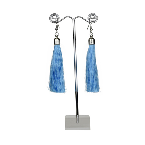 THSE1007: Sky Blue: Silky Tassels Earrings
