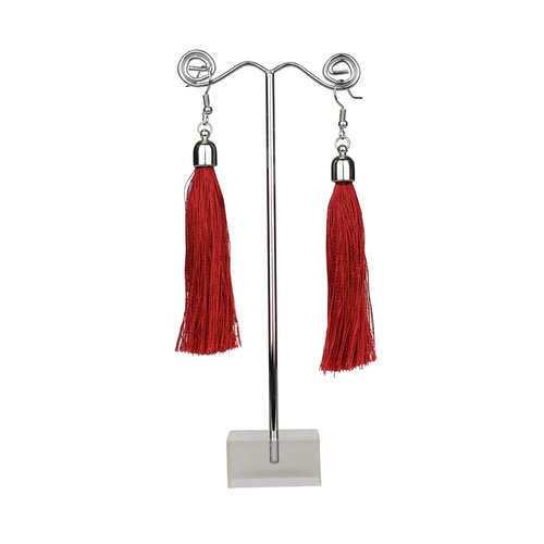 THSE1014: Red: Silky Tassels Earrings