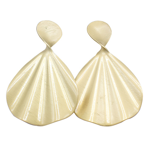 THSE1018: Gold: (2pairs)Brushed Fan Earrings