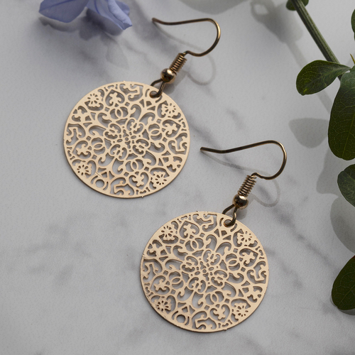 THSE1049: Gold: Monica Round Earrings