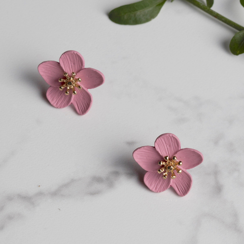THSE1070: Pink: Flower Petals Earrings