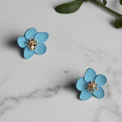 THSE1071: Powder Blue: Flower Petals Earrings