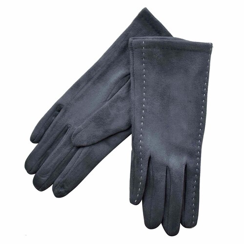 THSG1049: Grey: Stitching Pattern Gloves