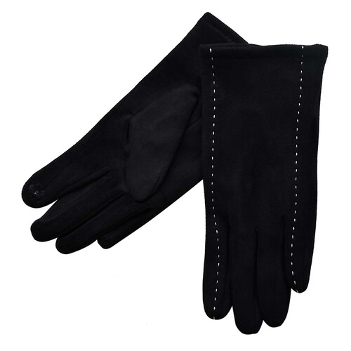 THSG1051: Black: Stitching Pattern Gloves