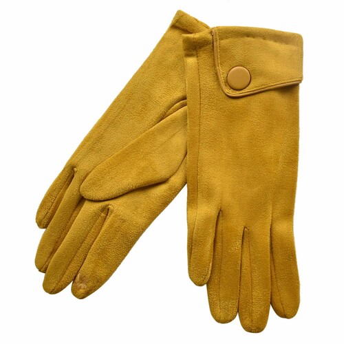 THSG1057: Mustard: Big Button Cuffed Gloves