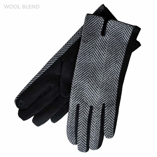 THSG1060: Black: Houndstooth Gloves