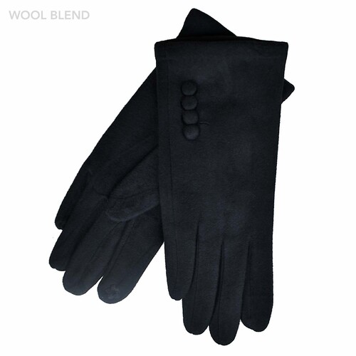 THSG1061: Black: Four Buttons Gloves