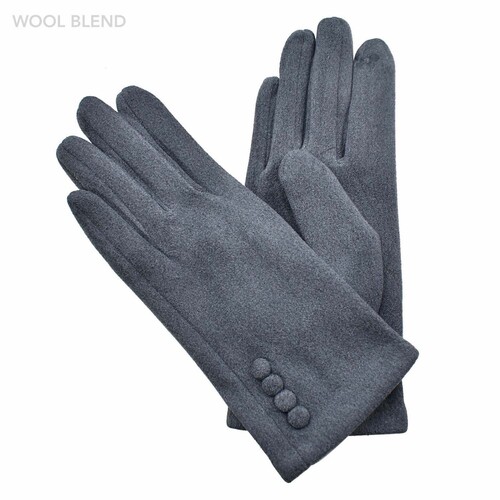 THSG1063: Grey: Four Buttons Gloves
