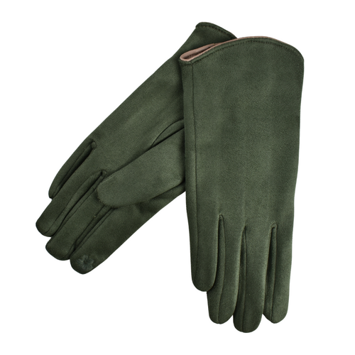 THSG1089: Olive: Curved Trim Gloves
