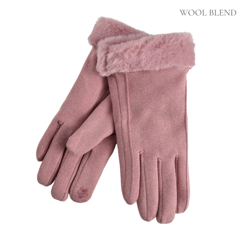 THSG1096: Pink: Faux Fur Double Layer Gloves