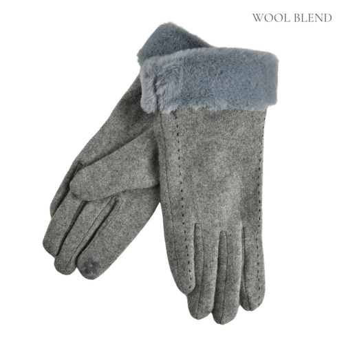 THSG1098: Grey: Stitching Double Layer Gloves