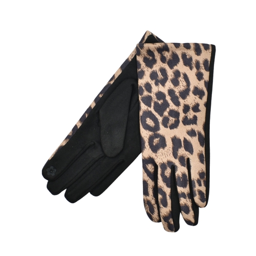 THSG1146: Beige: Luxe Leopard Gloves