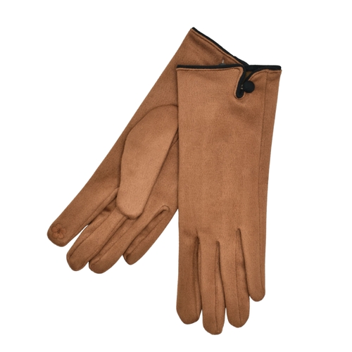 THSG1156: Brown: One Button Gloves