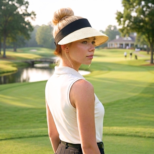 Sand: Adjustable Wide Brim Contrast Sun Visor Hat