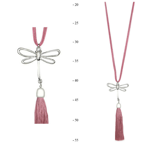 THSJ1197: Dusty Pink: Dragonfly Pendant Necklace