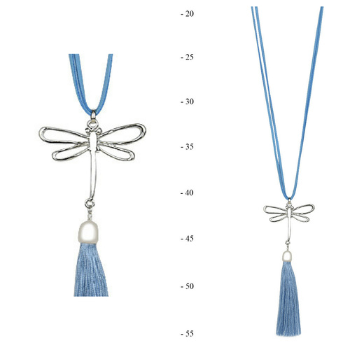 THSJ1198: French Blue: Dragonfly Pendant Necklace