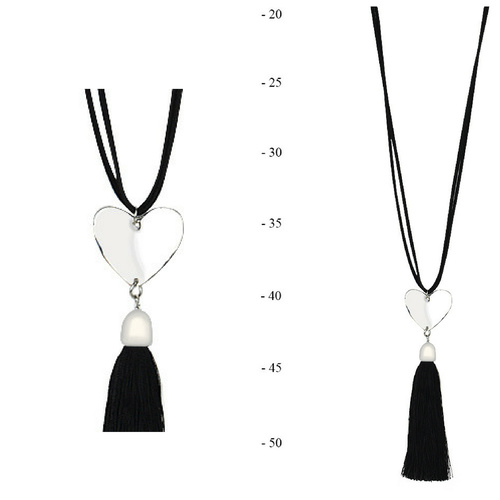 THSJ1206:(4pcs) Black:Solid Heart Pendant Necklace