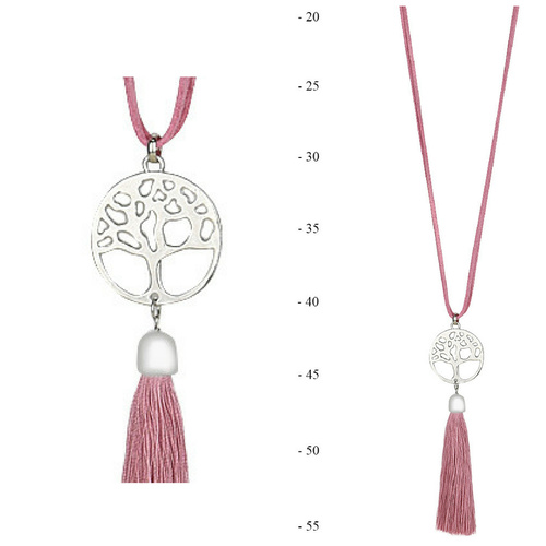 THSJ1212: Dusty Pink:Tree of Life Pendant Necklace