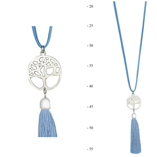 THSJ1213: French Blue:Tree of Life Pendant Necklace