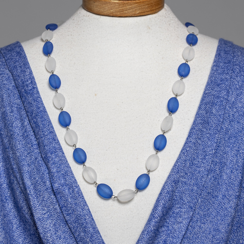COBALT BLUE handmade Sea Glass Jewelry SET Beach glass necklace 20+2  +earrings | eBay