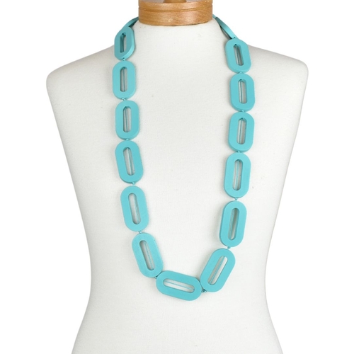 THSJ1276: Teal Green: Chunky Wooden Necklace