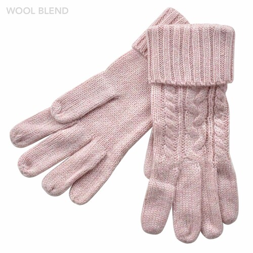 THSS2256GX: Pink: Braid Knitted Gloves