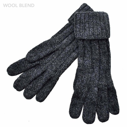 THSS2259GX: Charcoal: Stripe Knitted Gloves