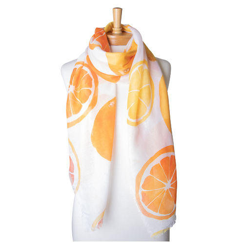 THSS2342: Orange: Orange Print Scarf