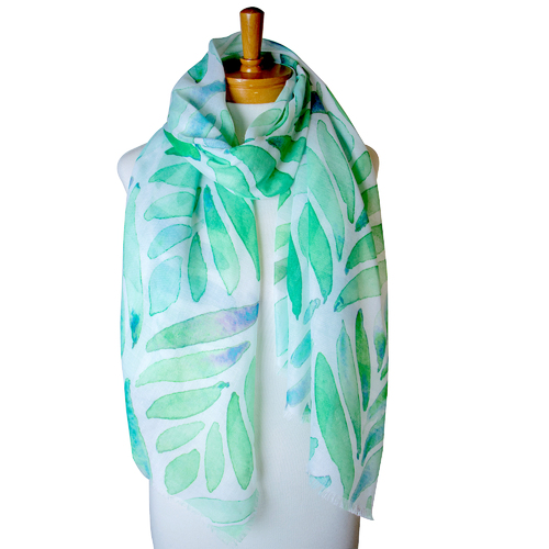 THSS2353: Green: Abstract Leaves Scarf