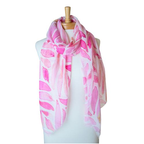 THSS2354: Pink: Abstract Leaves Scarf