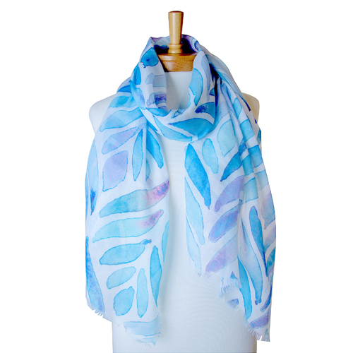 THSS2355: Blue: Abstract Leaves Scarf
