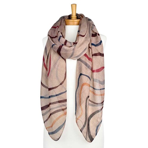 THSS2370: Light Red: Multi Coloured Lines Scarf