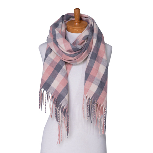 THSS2383: Pink: Multi Colour Checked Scarf