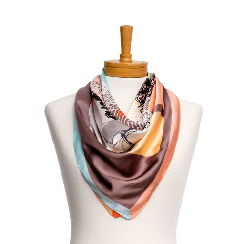 THSS2454: Peach: Horse Square Scarf