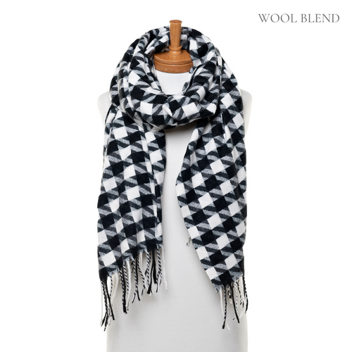 THSS2541: Black: Big Houndstooth Scarf