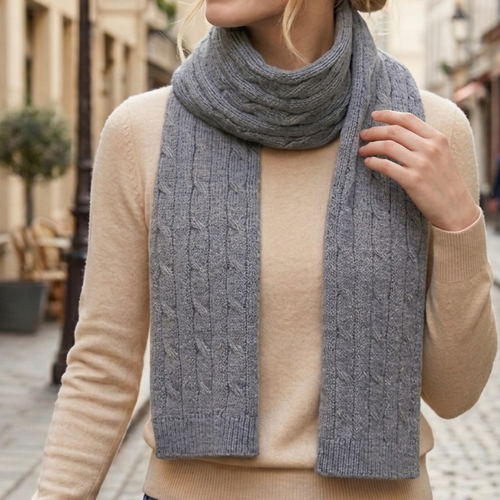 THSS2551HX: Medium Grey : Braid Knit Scarf