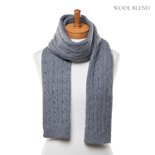 THSS2551HX: Medium Grey : Braid Knit Scarf