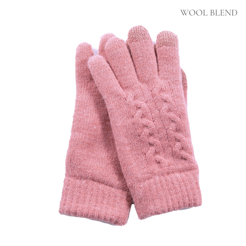 THSS2552GX: Blush Pink : Braid Knit Gloves