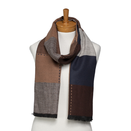 THSS2651: Brown: Multi Coloured Squares Scarf 