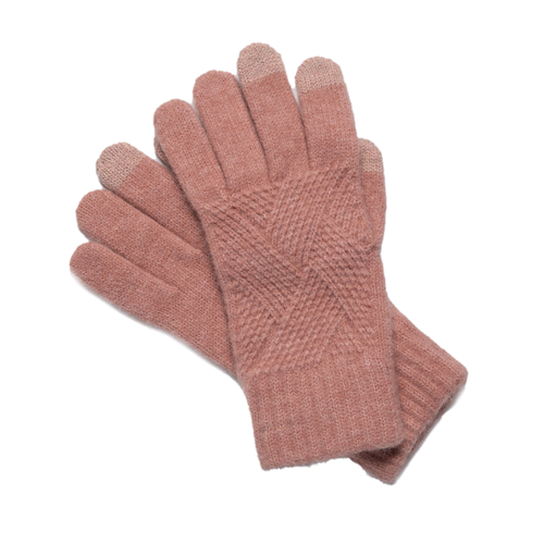 THSS2661GX: Winter Pink: Pattern Rib Knit Gloves