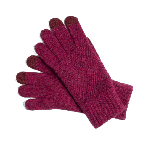 THSS2663GX: Boysenberry: Pattern Rib Knit Gloves