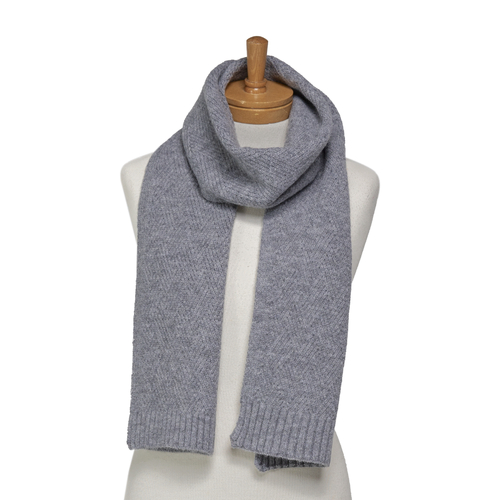 THSS2664: Medium Grey: Pattern Rib Knit Scarf