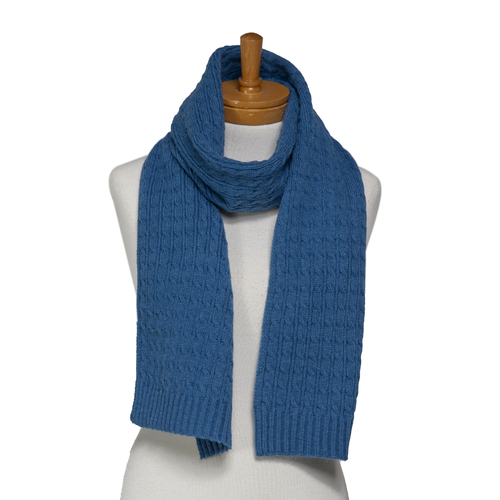 THSS2665: Coral Blue: Cable Knit Scarf 