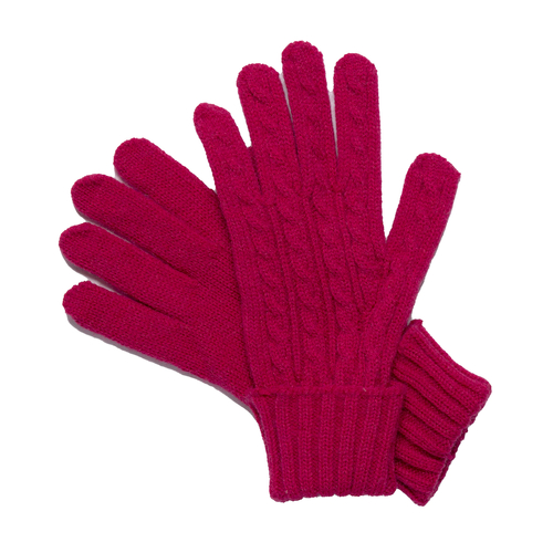 THSS2667GX: Hot Pink: Cable Knit Gloves