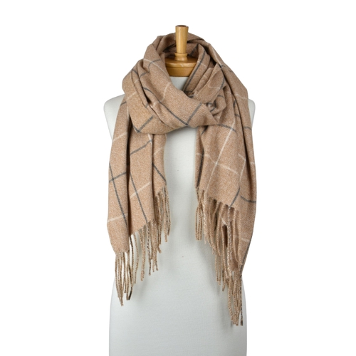 THSS2813: Brown: Grid Check Scarf